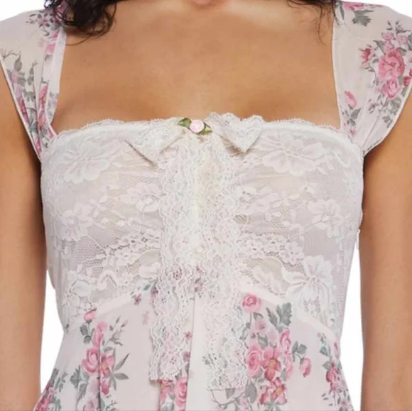 Dolls Kill × Current Mood Lacey Floral Lightweight Wide Strap Summer Dress (M) - Picture 7 of 10